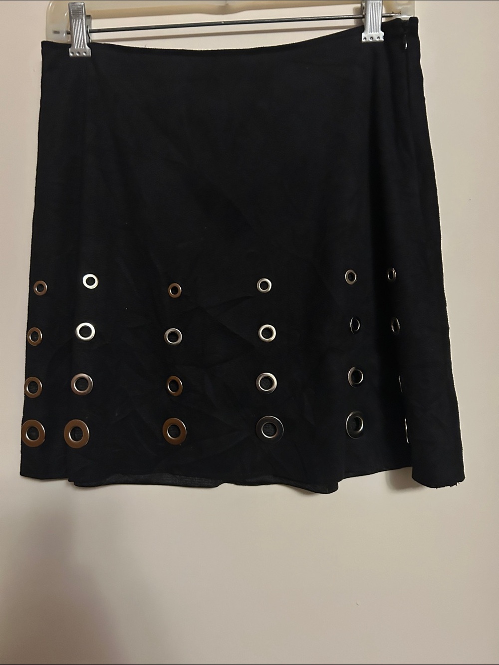 Charlotte Russe black eyelet detail A-Line fully lined skirt size M. Like new